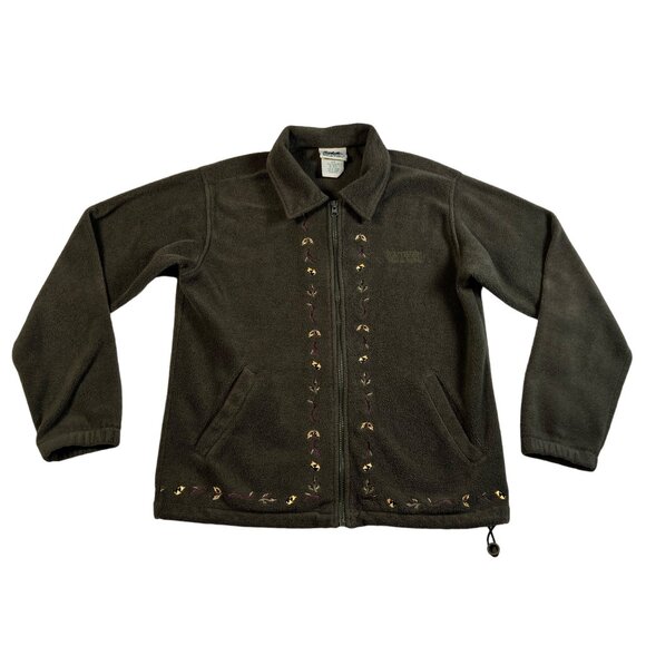 VTG.Northern Reflections Shirt Women's L/S F/Z Embroidered Sweatshirt Green Sm - Picture 1 of 11